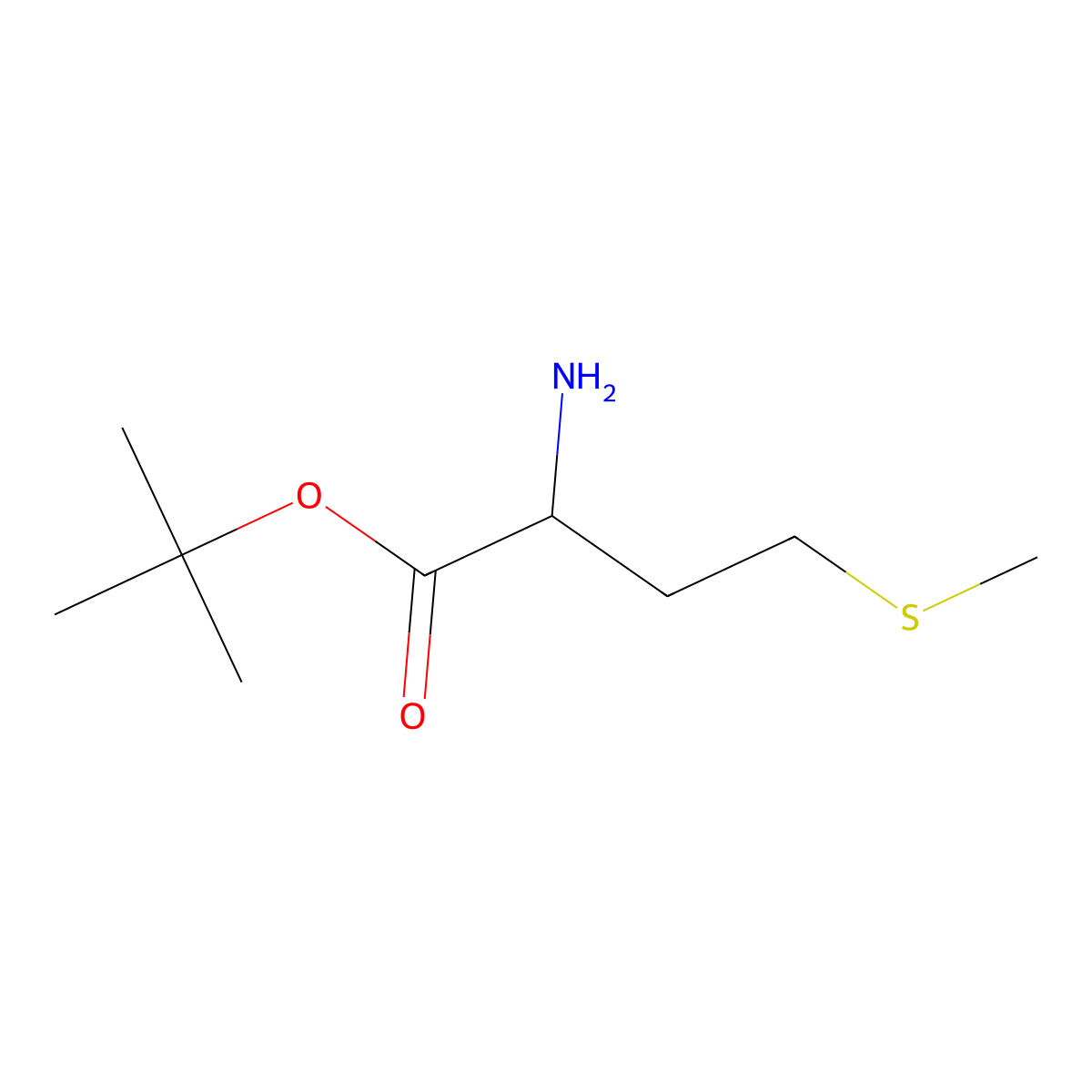 tert-butyl (2R)-2-amino-4-(methylsulfanyl)butanoate molecular structure, CAS 81561-06-0