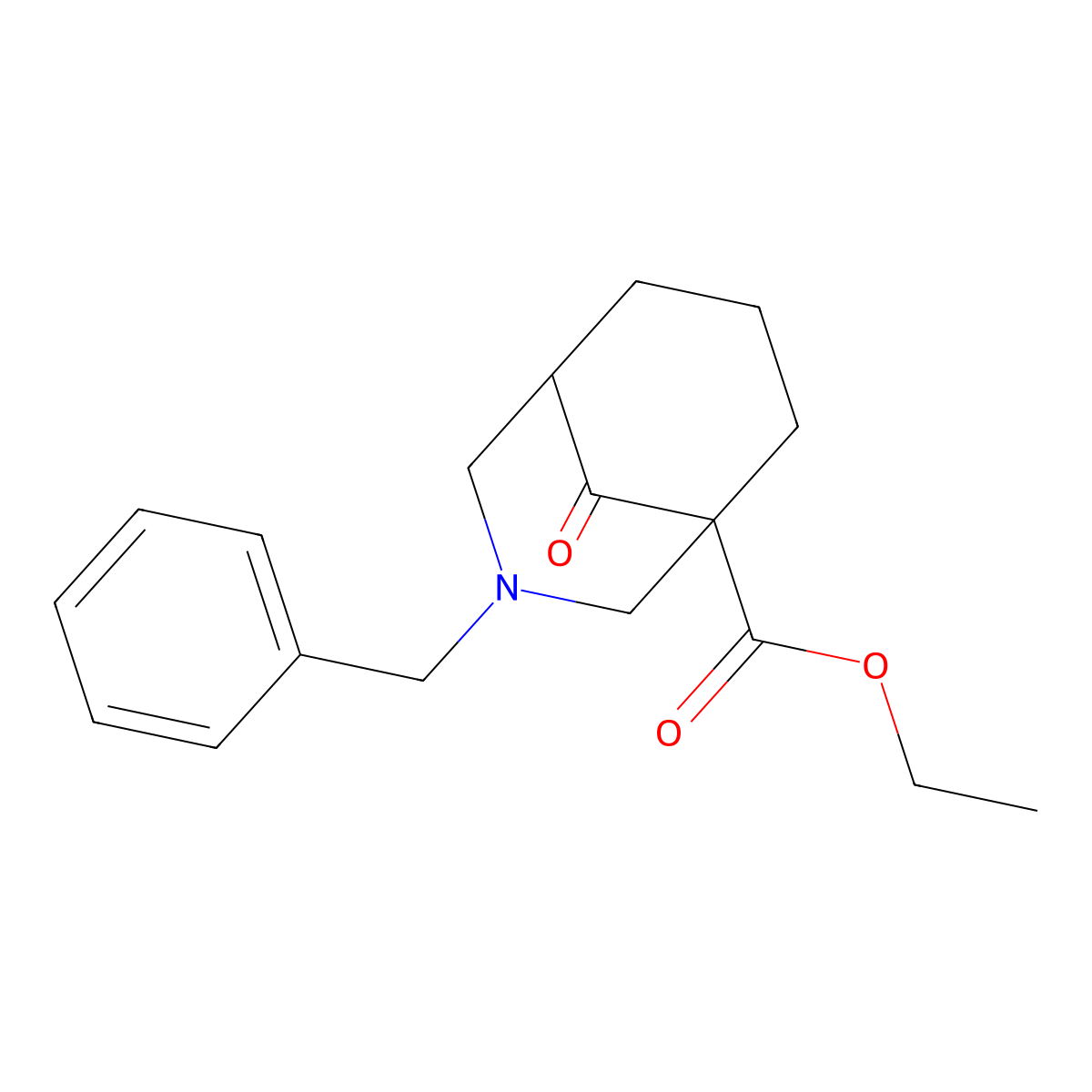 Ethyl 3-benzyl-9-oxo-3-azabicyclo[3.3.1]nonane-1-carboxylate molecular structure, CAS 815610-22-1