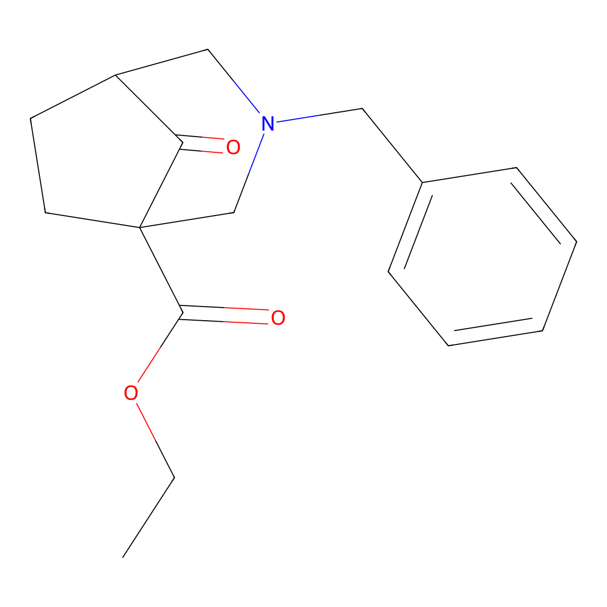 Ethyl 3-benzyl-8-oxo-3-azabicyclo(3.2.1)octane-1-carboxylate molecular structure, CAS 815610-35-6