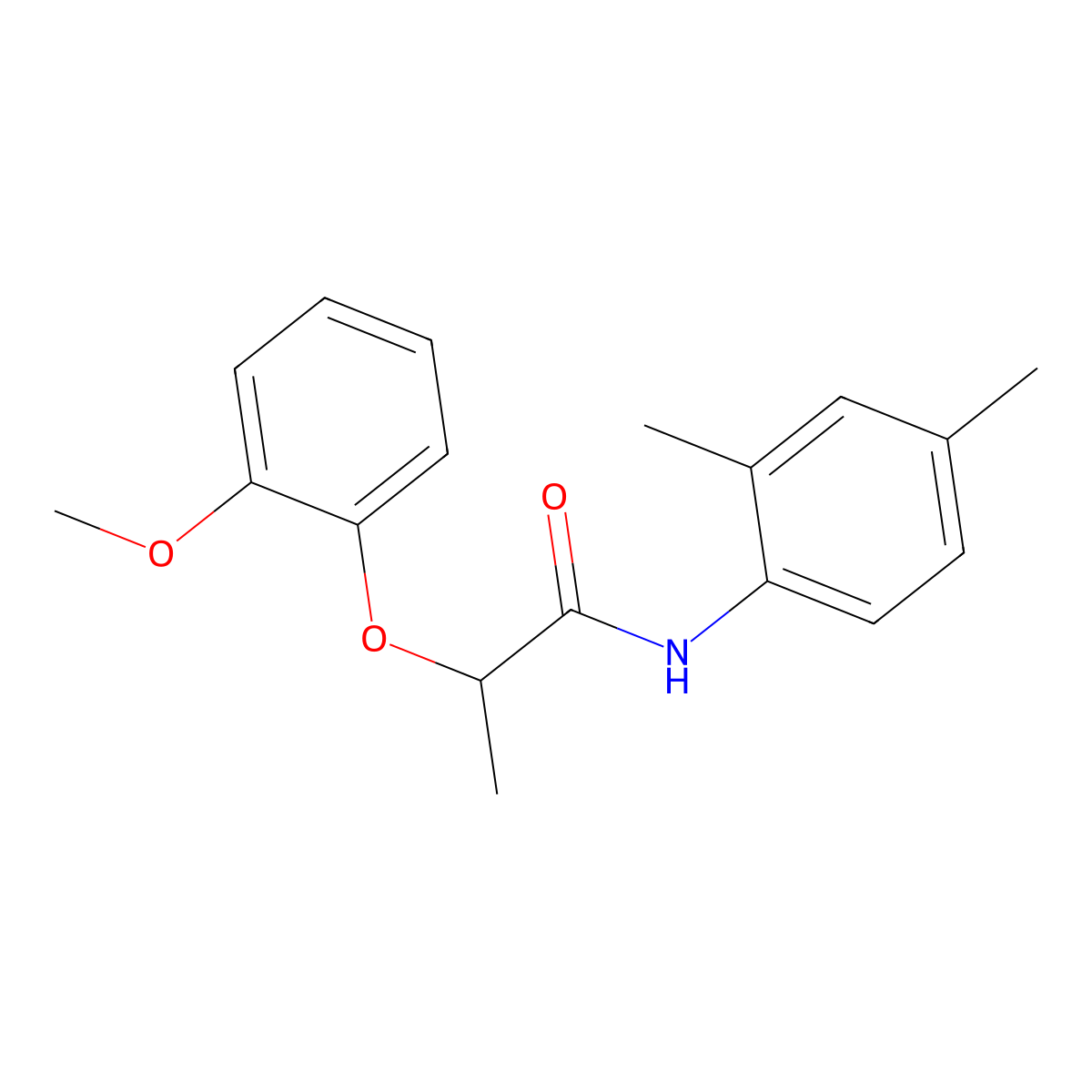 N-(2,4-dimethylphenyl)-2-(2-methoxyphenoxy)propanamide molecular structure, CAS 815617-13-1
