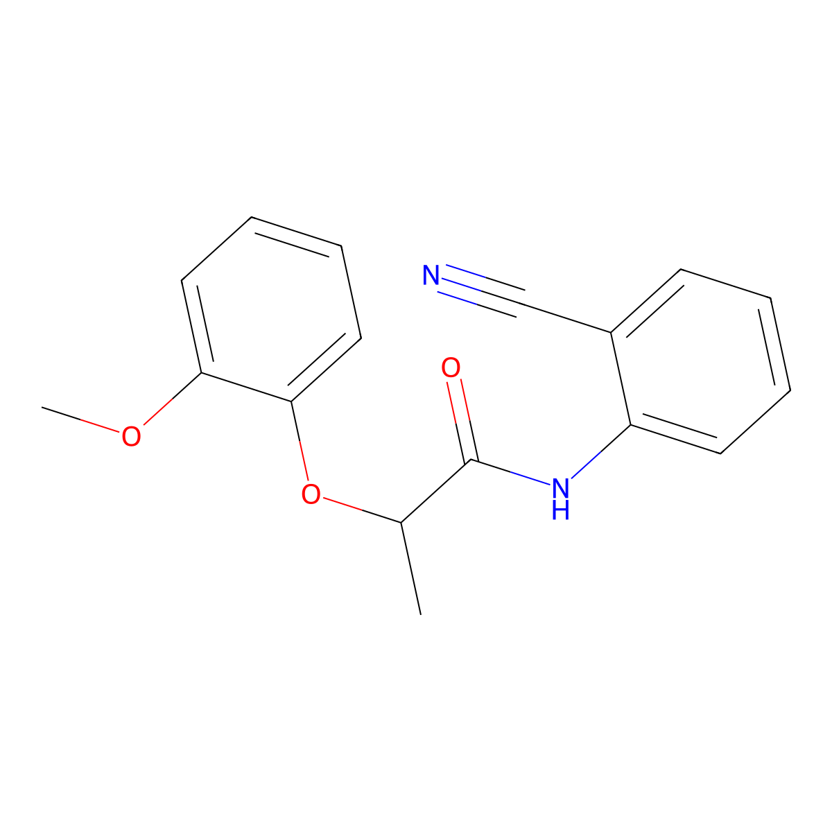 N-(2-cyanophenyl)-2-(2-methoxyphenoxy)propanamide molecular structure, CAS 815617-25-5