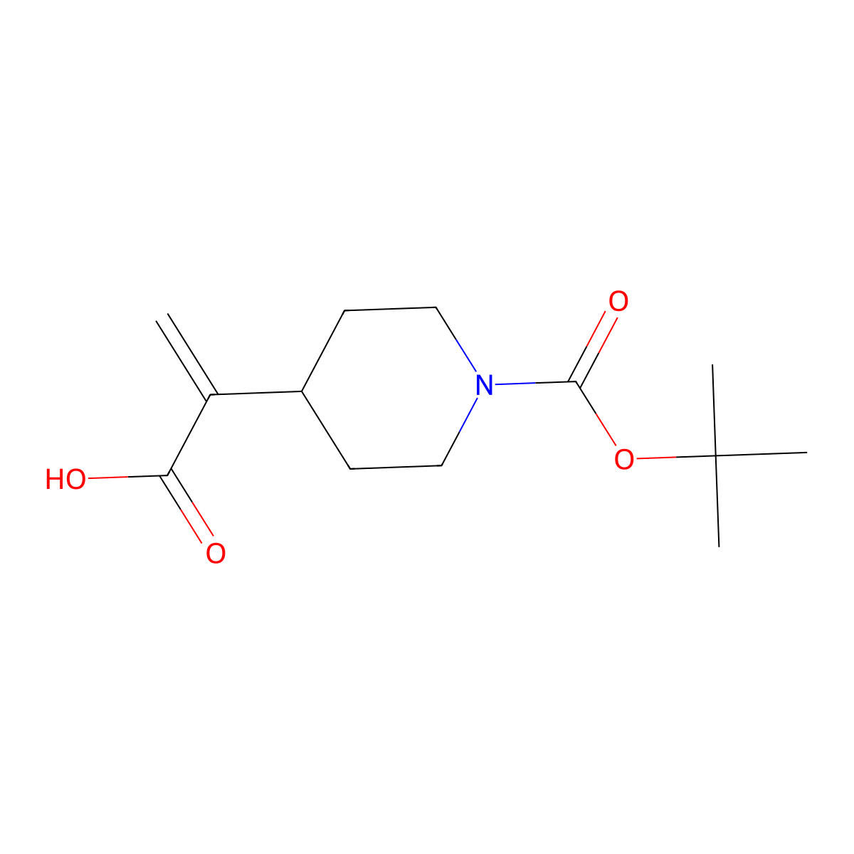 2-[1-[(2-Methylpropan-2-yl)oxycarbonyl]piperidin-4-yl]prop-2-enoic acid molecular structure, CAS 815618-31-6