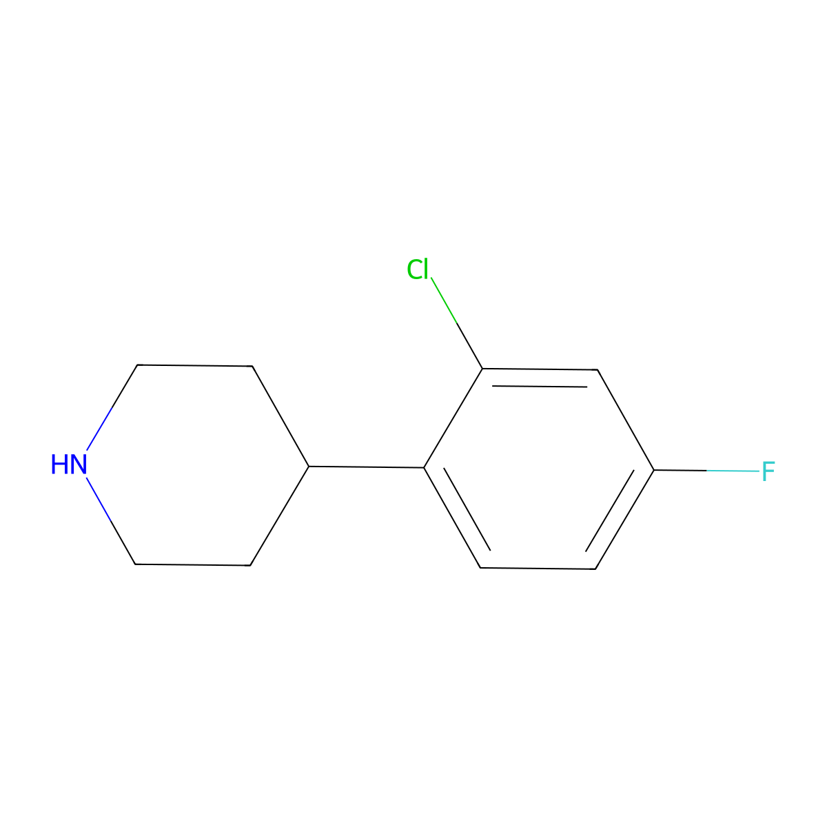 4-(2-Chloro-4-fluorophenyl)piperidine molecular structure, CAS 815618-40-7