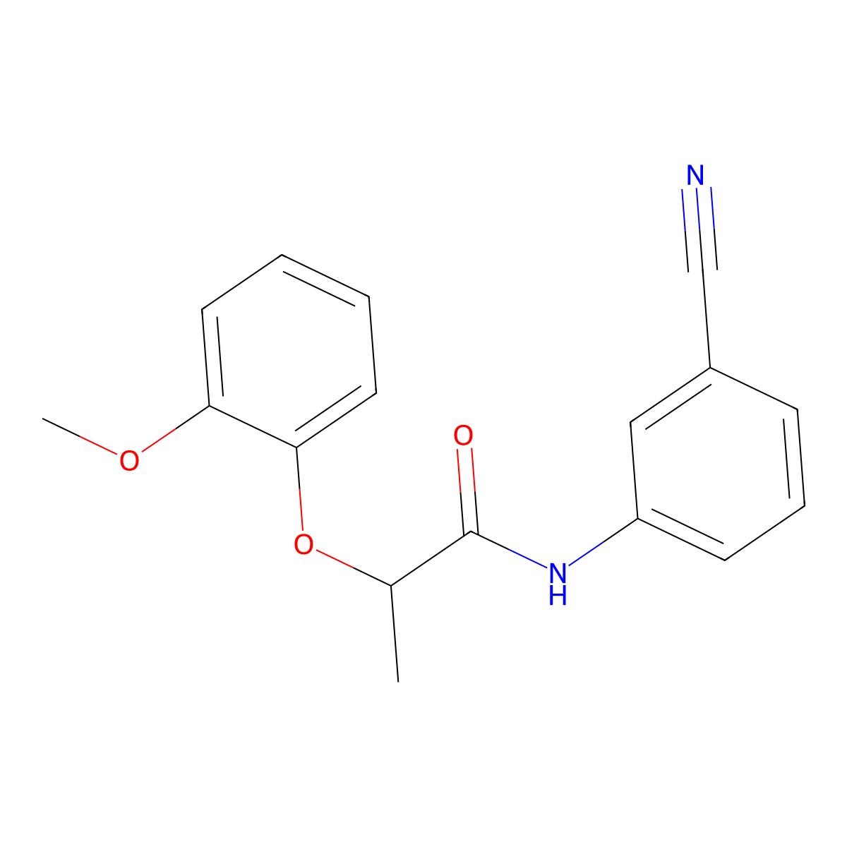 N-(3-cyanophenyl)-2-(2-methoxyphenoxy)propanamide molecular structure, CAS 815620-68-9