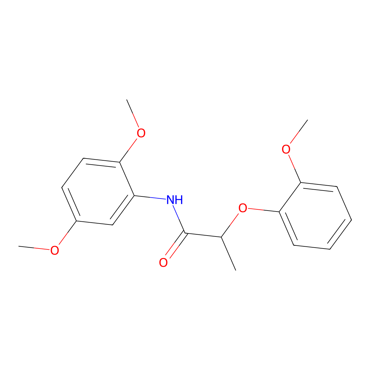 N-(2,5-dimethoxyphenyl)-2-(2-methoxyphenoxy)propanamide molecular structure, CAS 815620-75-8