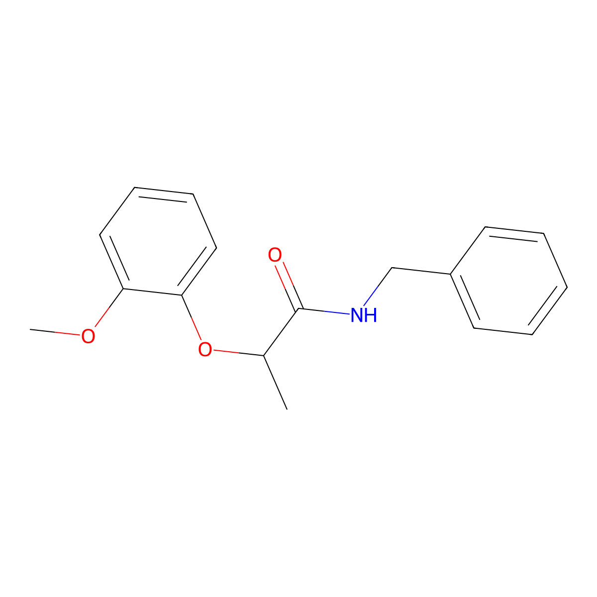 N-benzyl-2-(2-methoxyphenoxy)propanamide molecular structure, CAS 815620-80-5
