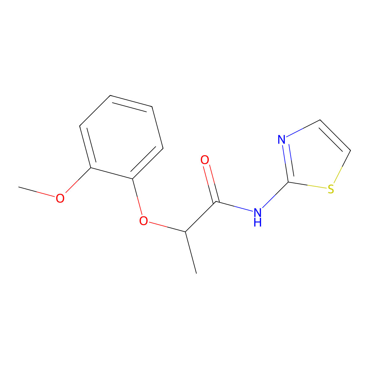 2-(2-methoxyphenoxy)-N-(1,3-thiazol-2-yl)propanamide molecular structure, CAS 815620-81-6