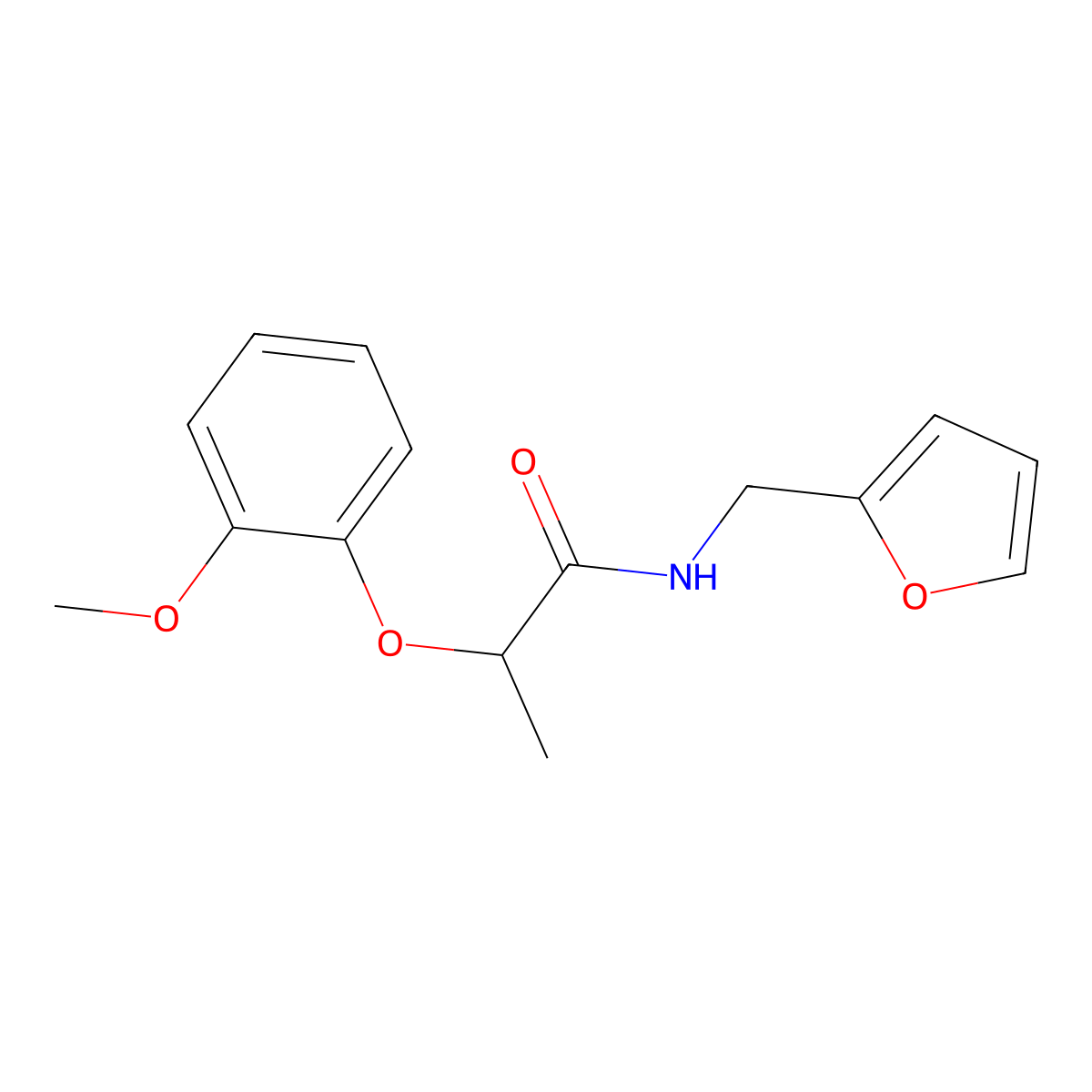 N-(2-furylmethyl)-2-(2-methoxyphenoxy)propanamide molecular structure, CAS 815621-20-6