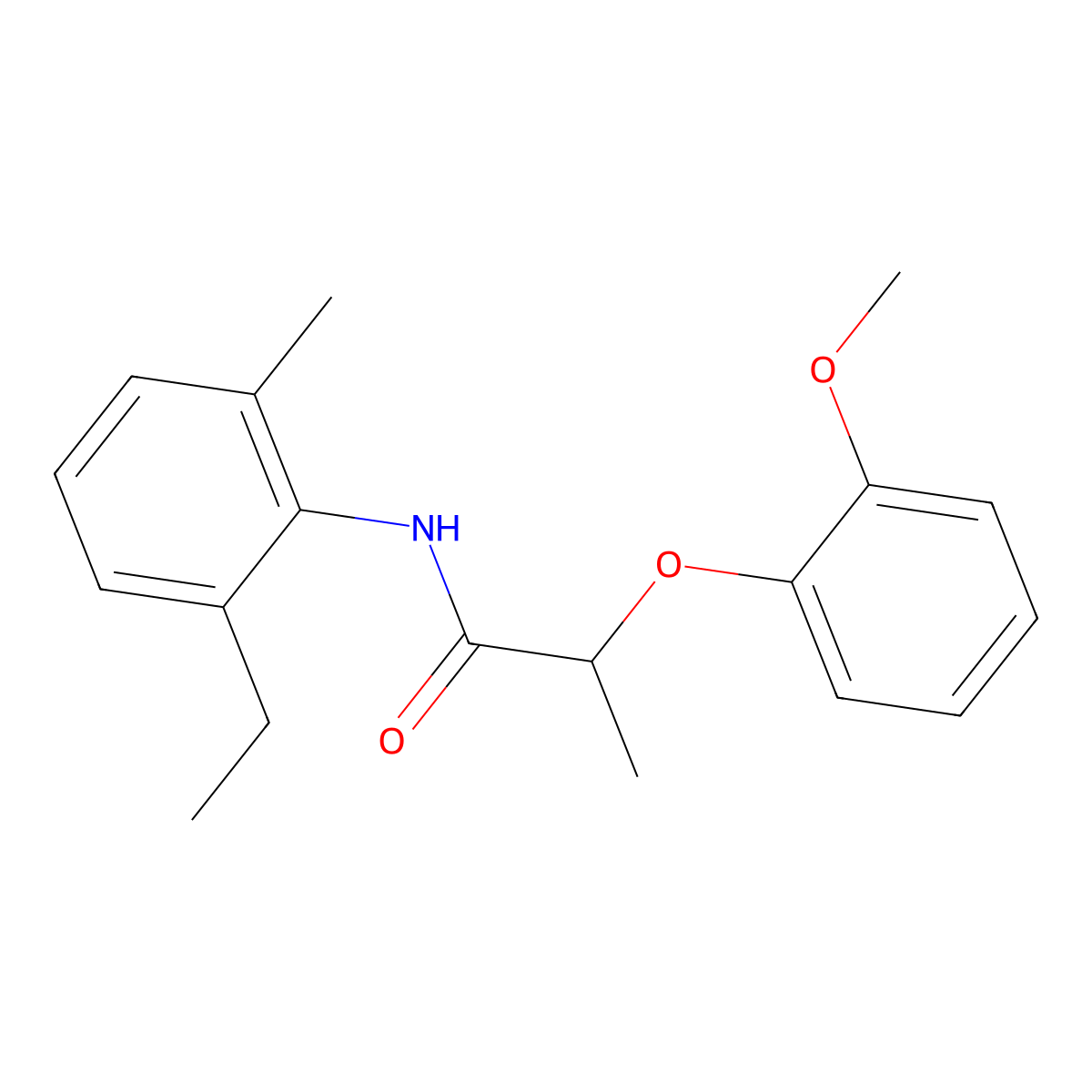 N-(2-ethyl-6-methylphenyl)-2-(2-methoxyphenoxy)propanamide molecular structure, CAS 815621-40-0