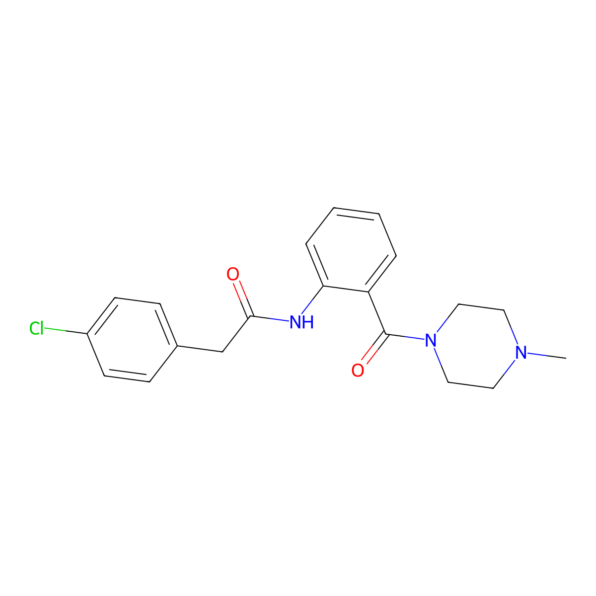 2-(4-chlorophenyl)-N-[2-(4-methylpiperazine-1-carbonyl)phenyl]acetamide molecular structure, CAS 815623-47-3