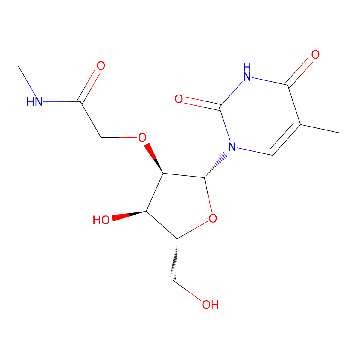 5-Methyl-2'-O-[2-(methylamino)-2-oxoethyl]uridine molecular structure, CAS 815632-50-9