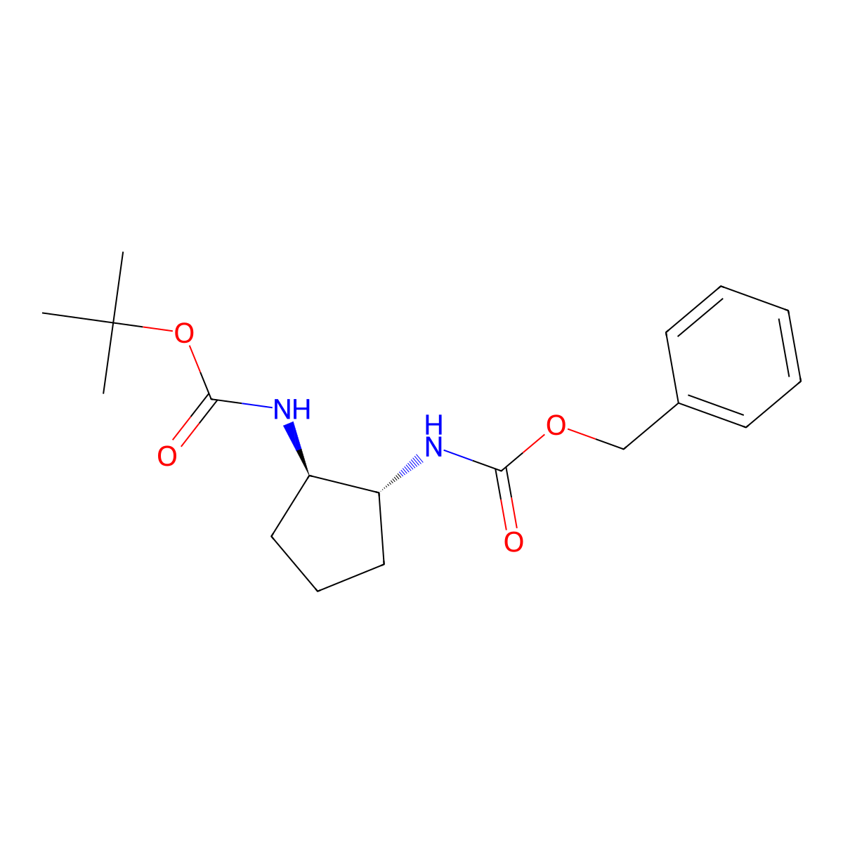 benzyl tert-butyl (1R,2R)-cyclopentane-1,2-diyldicarbamate molecular structure, CAS 815645-30-8