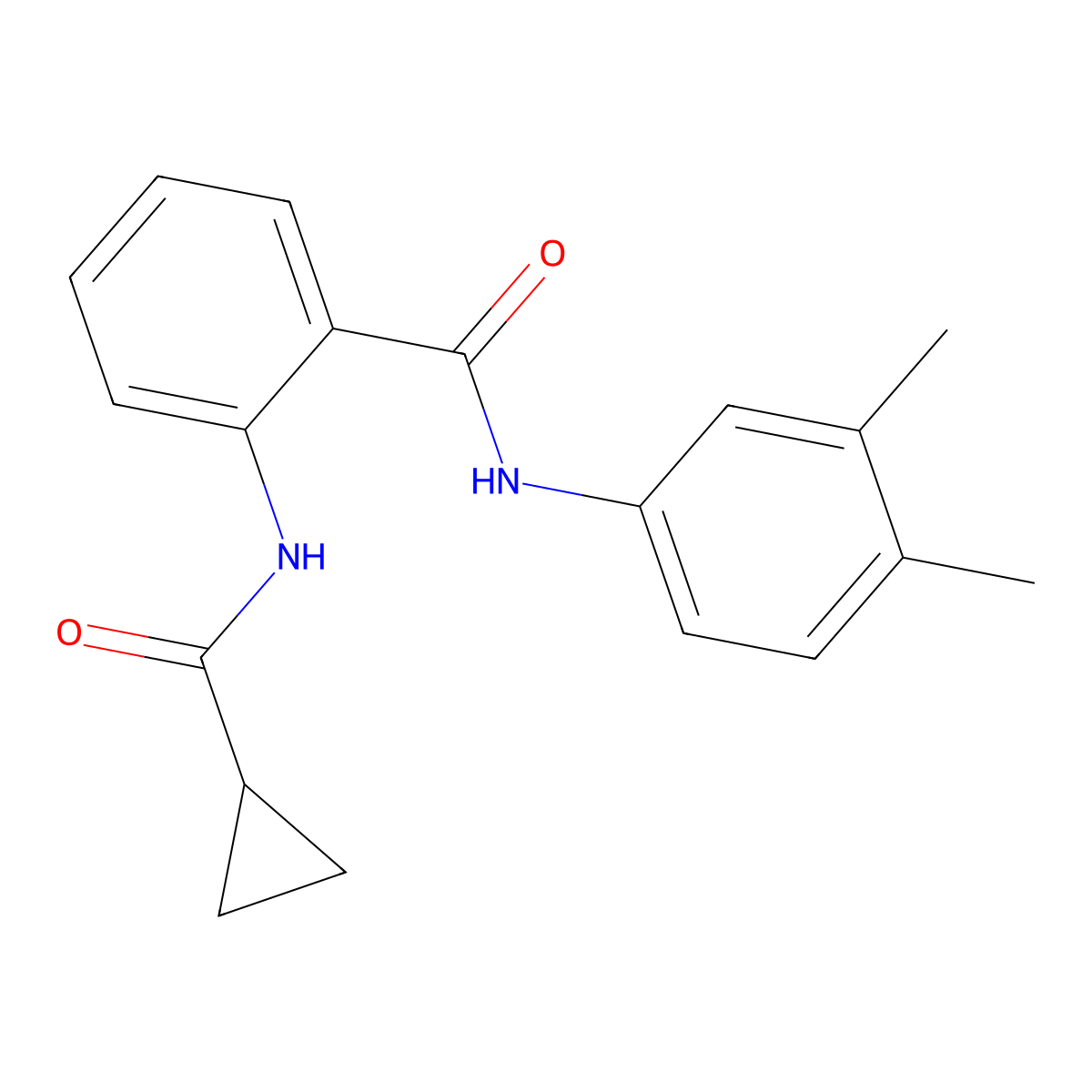 2-[(cyclopropylcarbonyl)amino]-N-(3,4-dimethylphenyl)benzamide molecular structure, CAS 815646-59-4