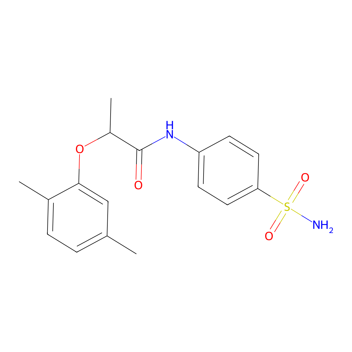 2-(2,5-dimethylphenoxy)-N-(4-sulfamoylphenyl)propanamide molecular structure, CAS 815647-90-6