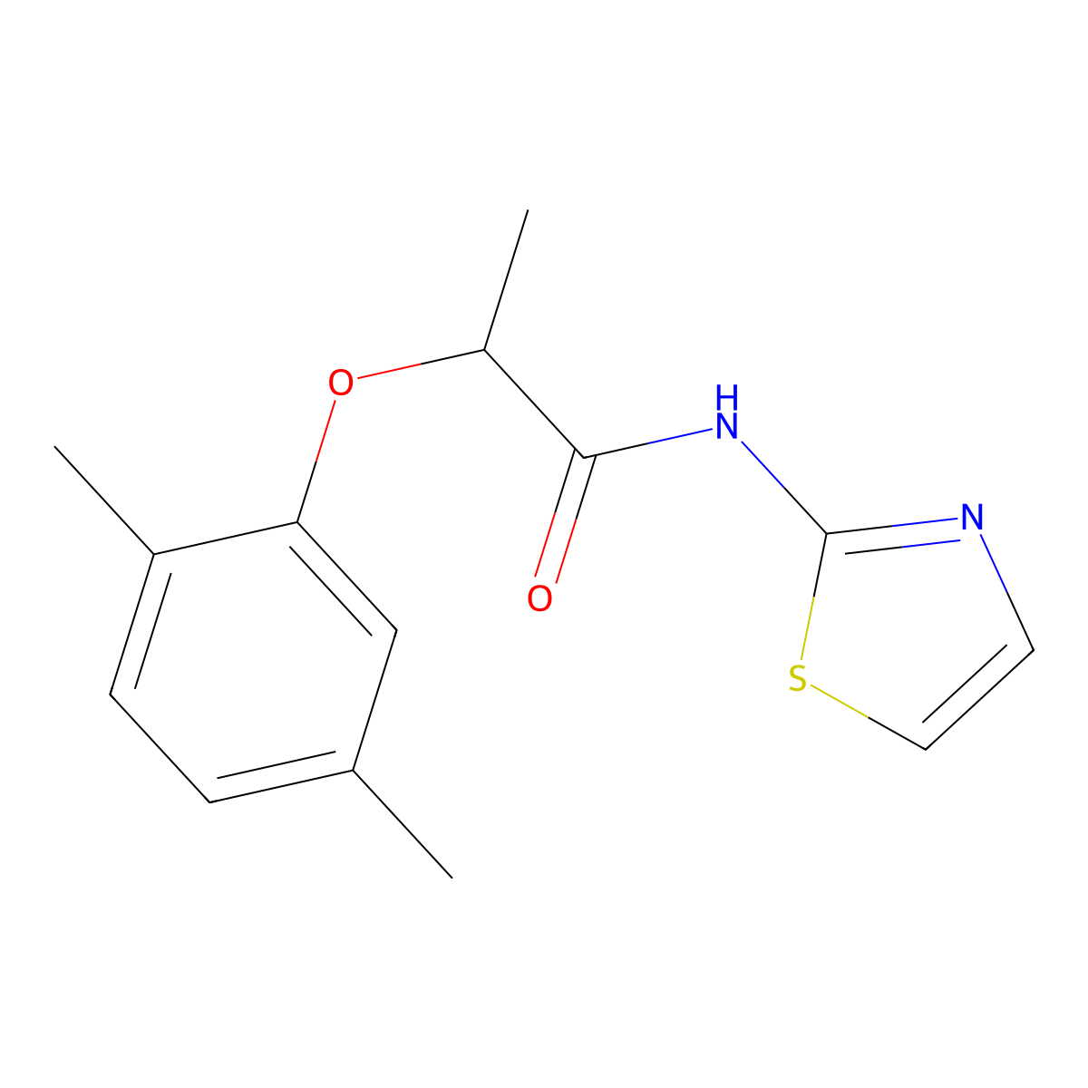 2-(2,5-dimethylphenoxy)-N-(1,3-thiazol-2-yl)propanamide molecular structure, CAS 815648-14-7