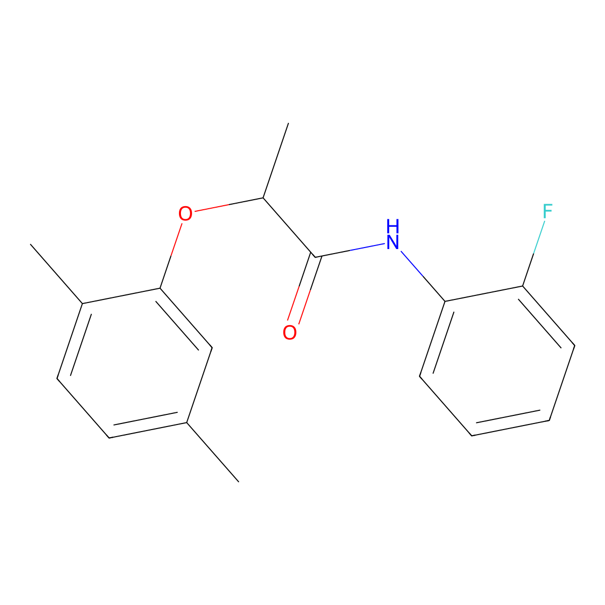 2-(2,5-dimethylphenoxy)-N-(2-fluorophenyl)propanamide molecular structure, CAS 815648-56-7