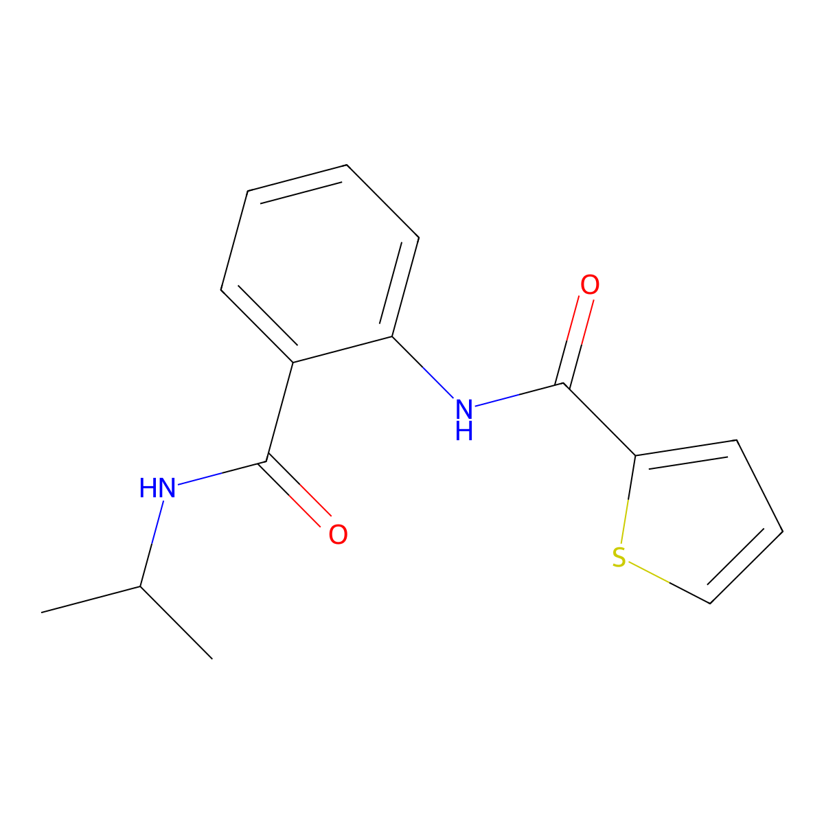 N-[2-(propan-2-ylcarbamoyl)phenyl]thiophene-2-carboxamide molecular structure, CAS 815651-78-6