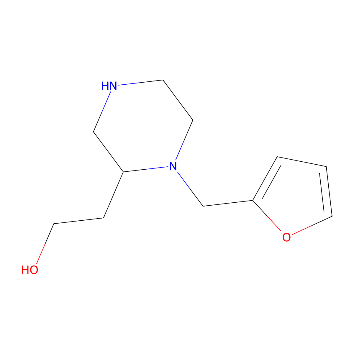 2-[1-(2-Furylmethyl)-2-piperazinyl]ethanol molecular structure, CAS 815655-78-8