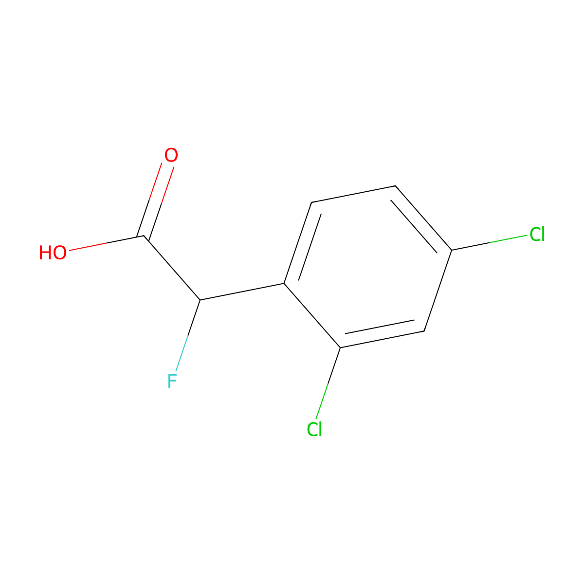 2-(2,4-Dichlorophenyl)-2-fluoroacetic acid molecular structure, CAS 81568-47-0