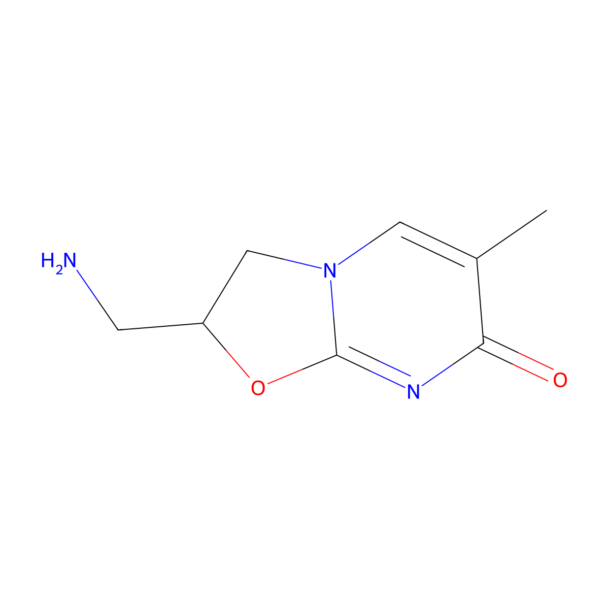 2-(Aminomethyl)-6-methyl-2H-oxazolo[3,2-a]pyrimidin-7(3H)-one molecular structure, CAS 81568-74-3