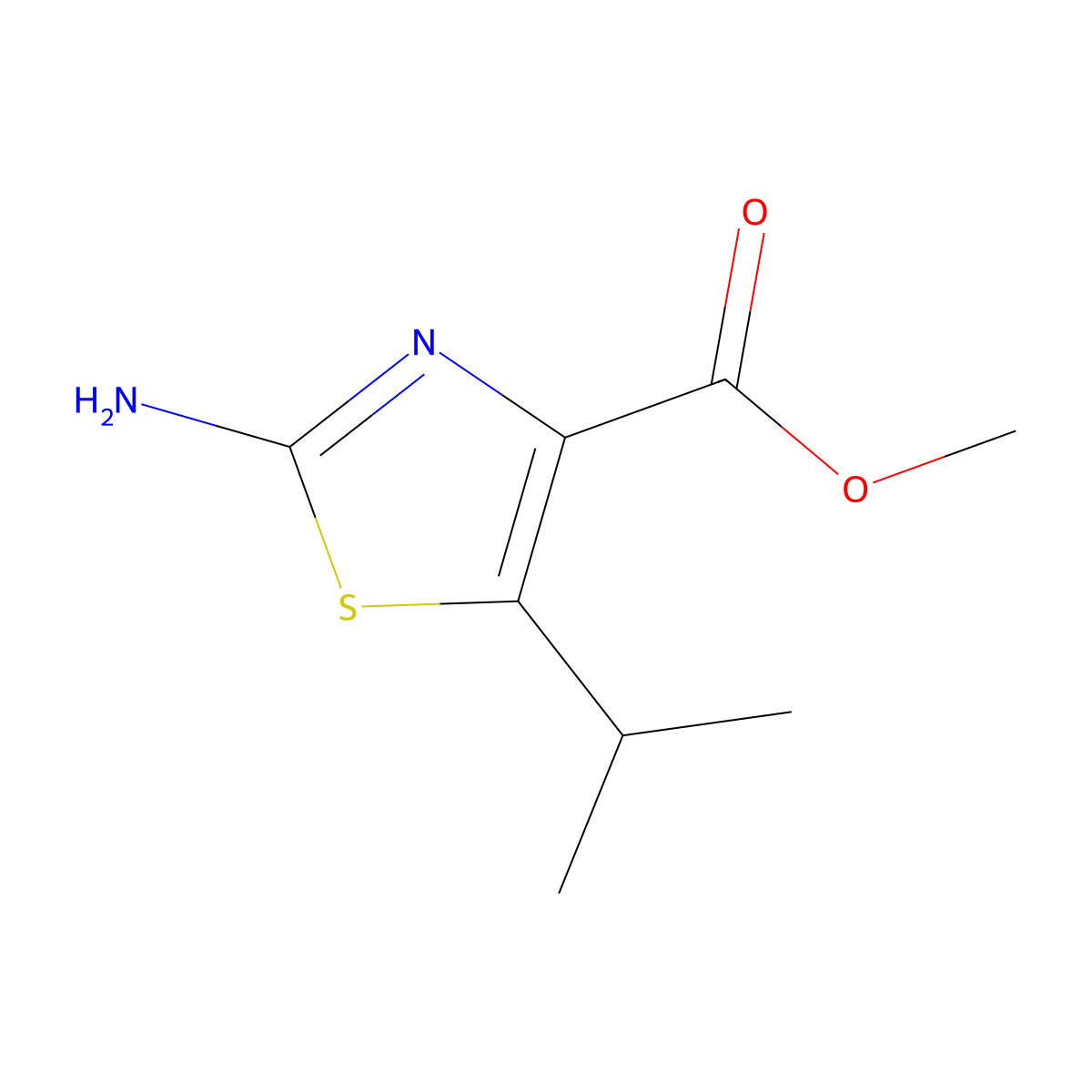 Methyl 2-amino-5-(propan-2-yl)-1,3-thiazole-4-carboxylate molecular structure, CAS 81569-25-7