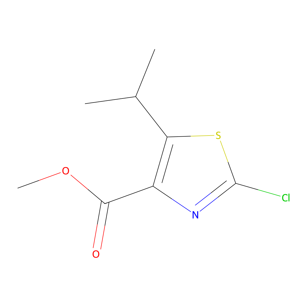 Methyl 2-chloro-5-isopropylthiazole-4-carboxylate molecular structure, CAS 81569-27-9