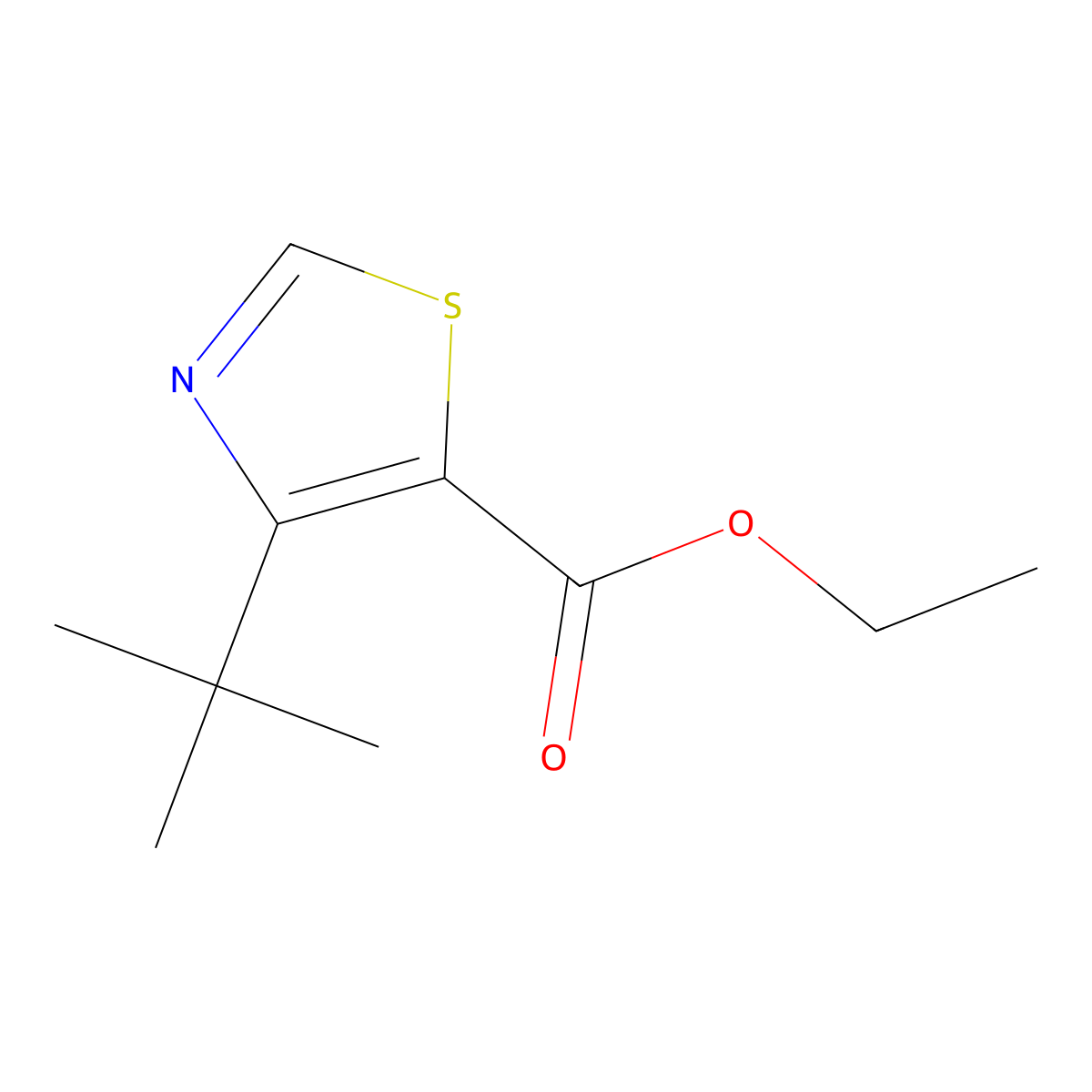 Ethyl 4-(1,1-dimethylethyl)-5-thiazolecarboxylate molecular structure, CAS 81569-30-4