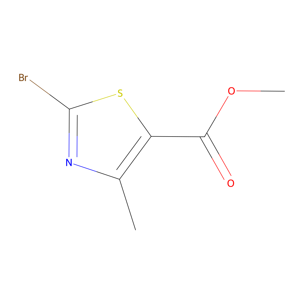 Methyl 2-bromo-4-methyl-1,3-thiazole-5-carboxylate molecular structure, CAS 81569-51-9
