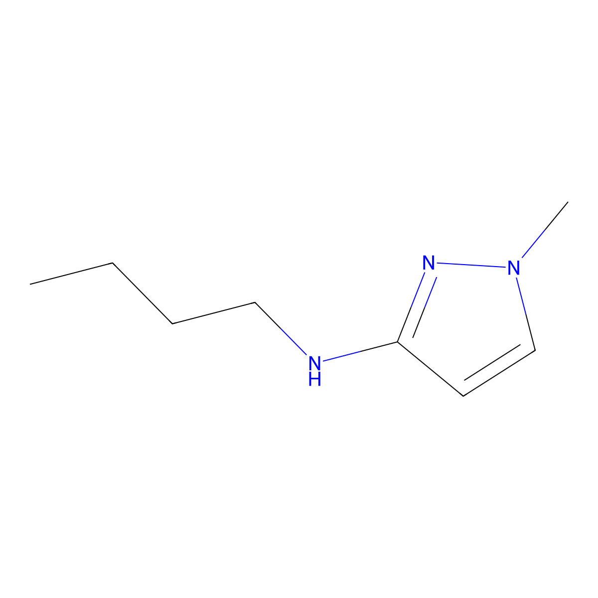 N-butyl-1-methyl-1H-pyrazol-3-amine molecular structure, CAS 81574-03-0
