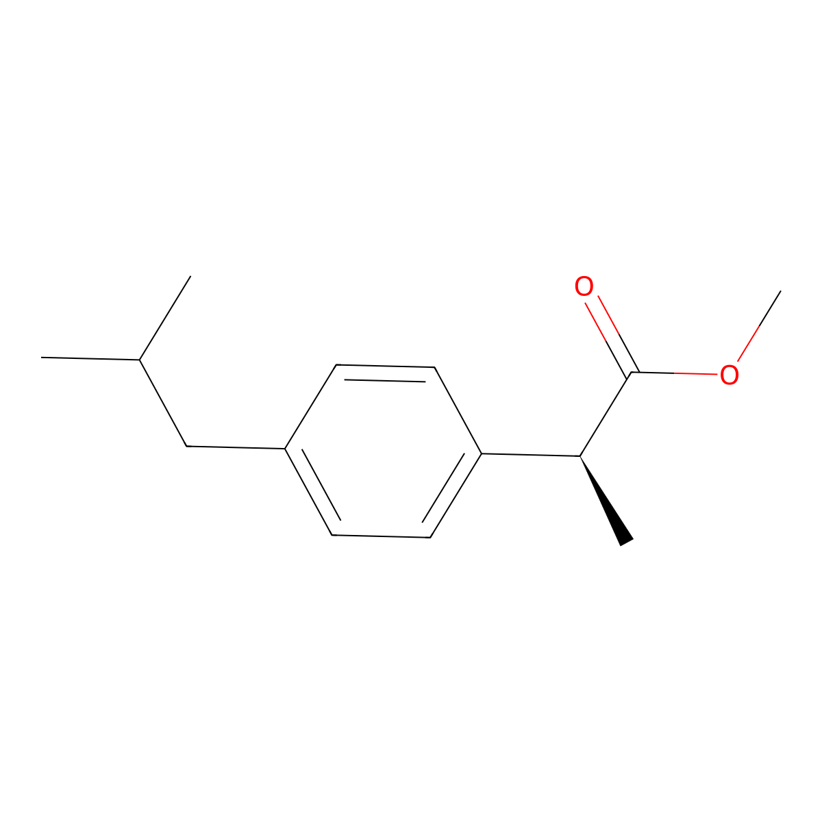 Methyl (alphaS)-alpha-methyl-4-(2-methylpropyl)benzeneacetate molecular structure, CAS 81576-55-8