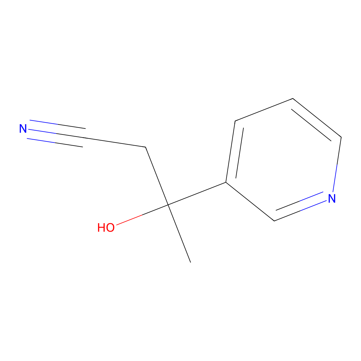3-Hydroxy-3-(pyridin-3-yl)butanenitrile molecular structure, CAS 81589-37-9