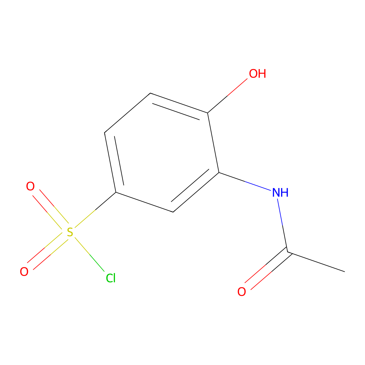 3-Acetamido-4-hydroxybenzene-1-sulfonyl chloride molecular structure, CAS 81593-03-5