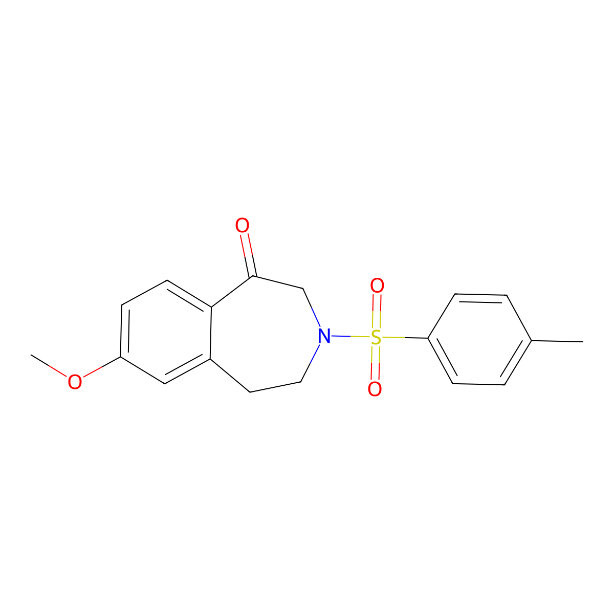7-Methoxy-3-(toluene-4-sulfonyl)-2,3,4,5-tetrahydro-benzo[d]azepin-1-one molecular structure, CAS 81593-57-9