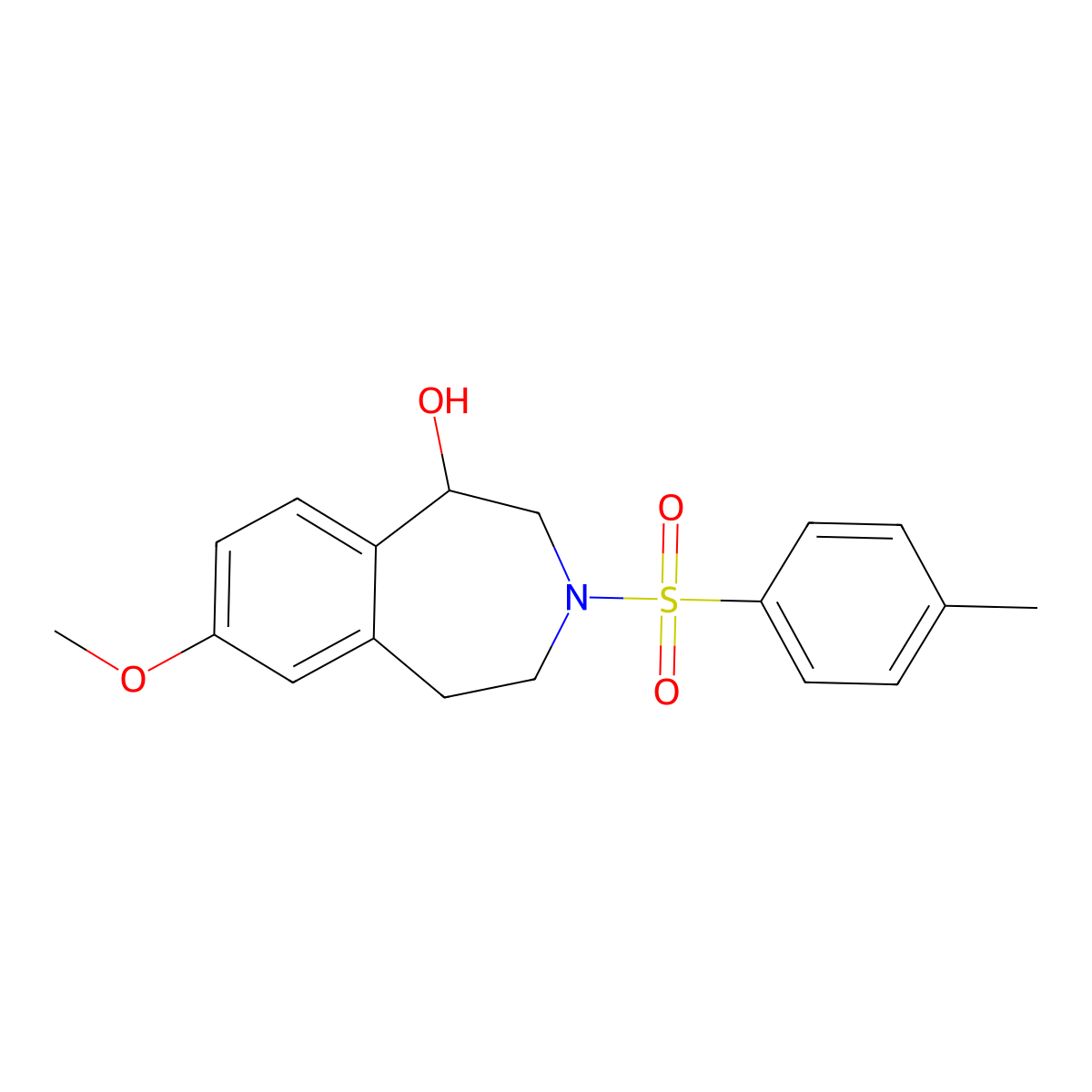 7-Methoxy-3-(toluene-4-sulfonyl)-2,3,4,5-tetrahydro-1H-benzo[d]azepin-1-ol molecular structure, CAS 81593-59-1