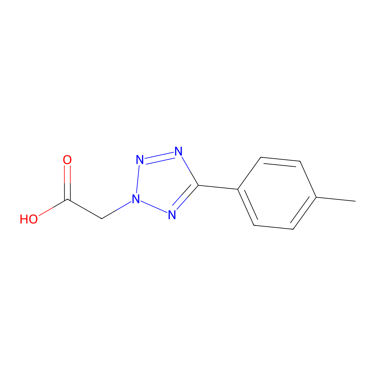 2-(5-(4-methylphenyl)-2H-1,2,3,4-tetrazol-2-yl)acetic acid molecular structure, CAS 81595-00-8
