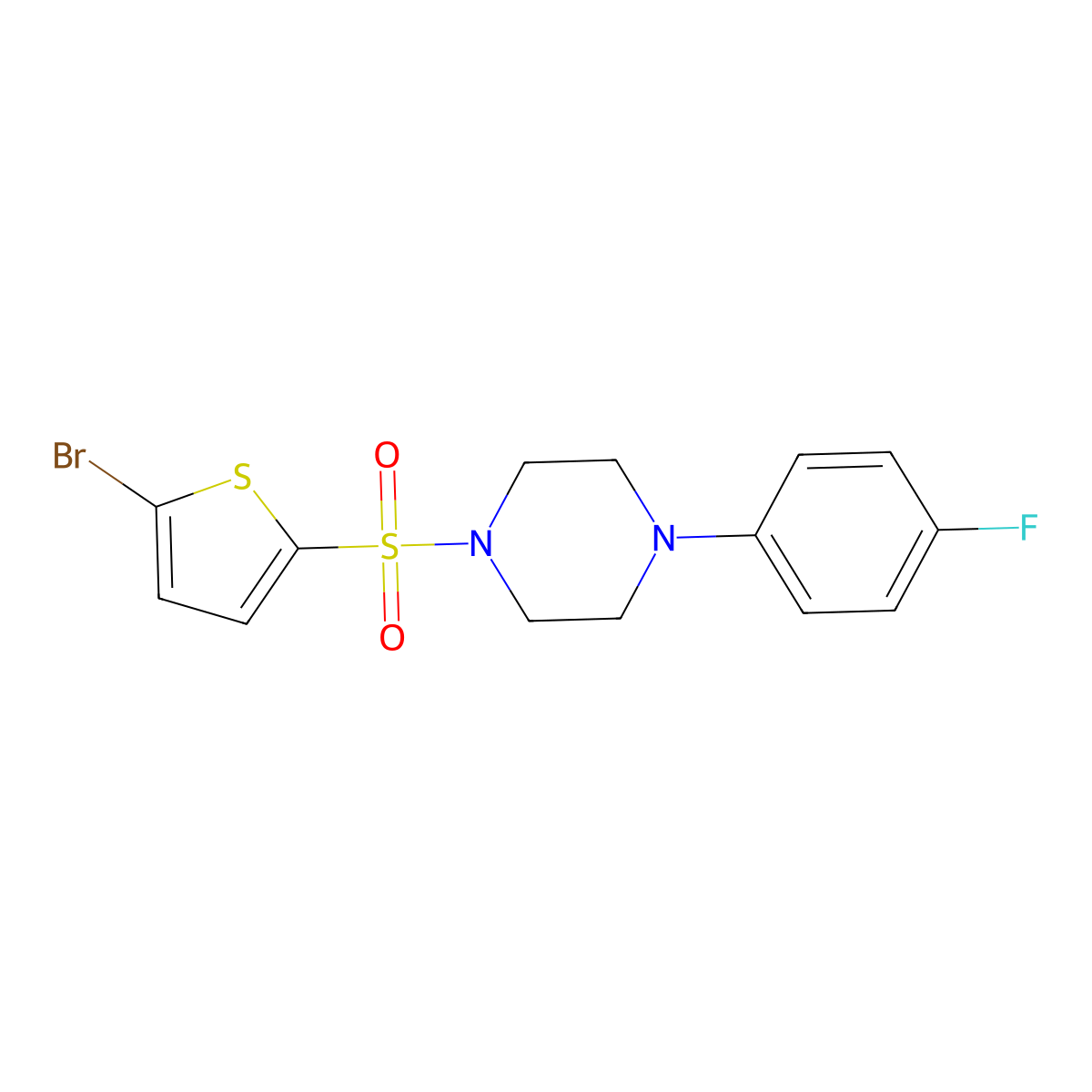 1-[(5-Bromo-2-thienyl)sulfonyl]-4-(4-fluorophenyl)piperazine molecular structure, CAS 81597-65-1