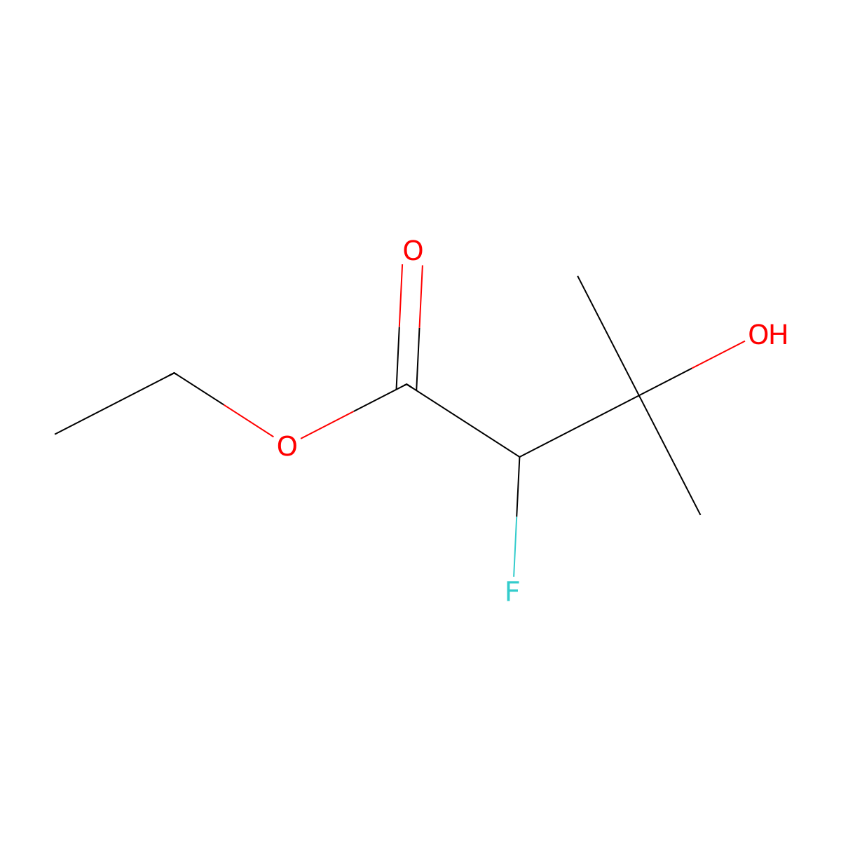 Ethyl 2-fluoro-3-hydroxy-3-methylbutanoate molecular structure, CAS 816-22-8