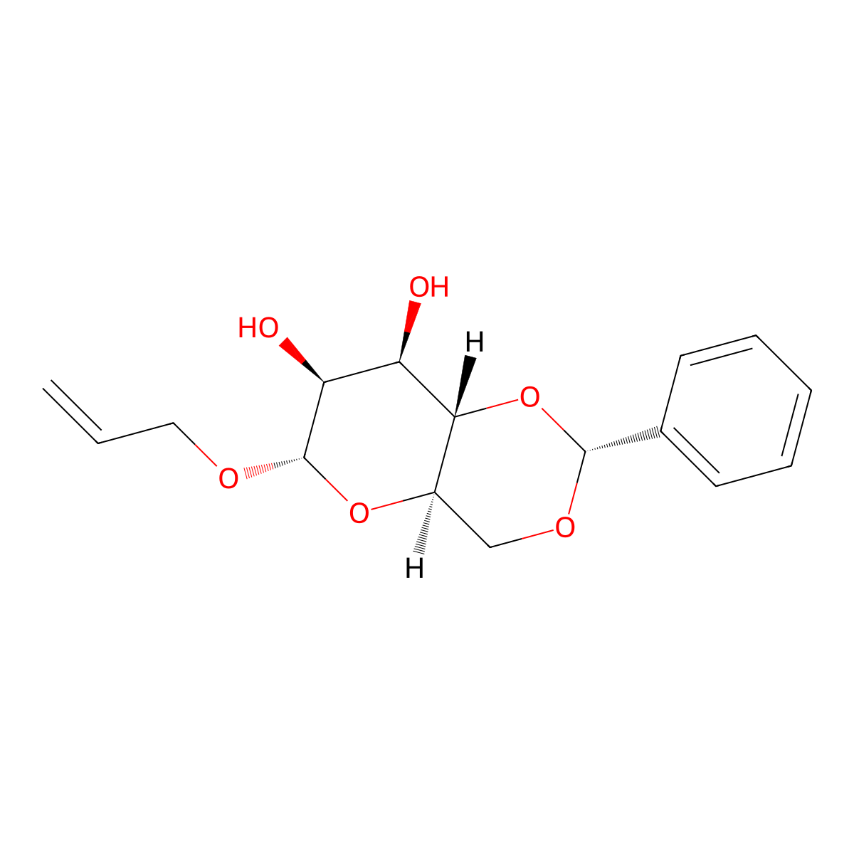 alpha-D-Mannopyranoside, 2-propen-1-yl 4,6-O-[(R)-phenylmethylene]- molecular structure, CAS 81600-93-3