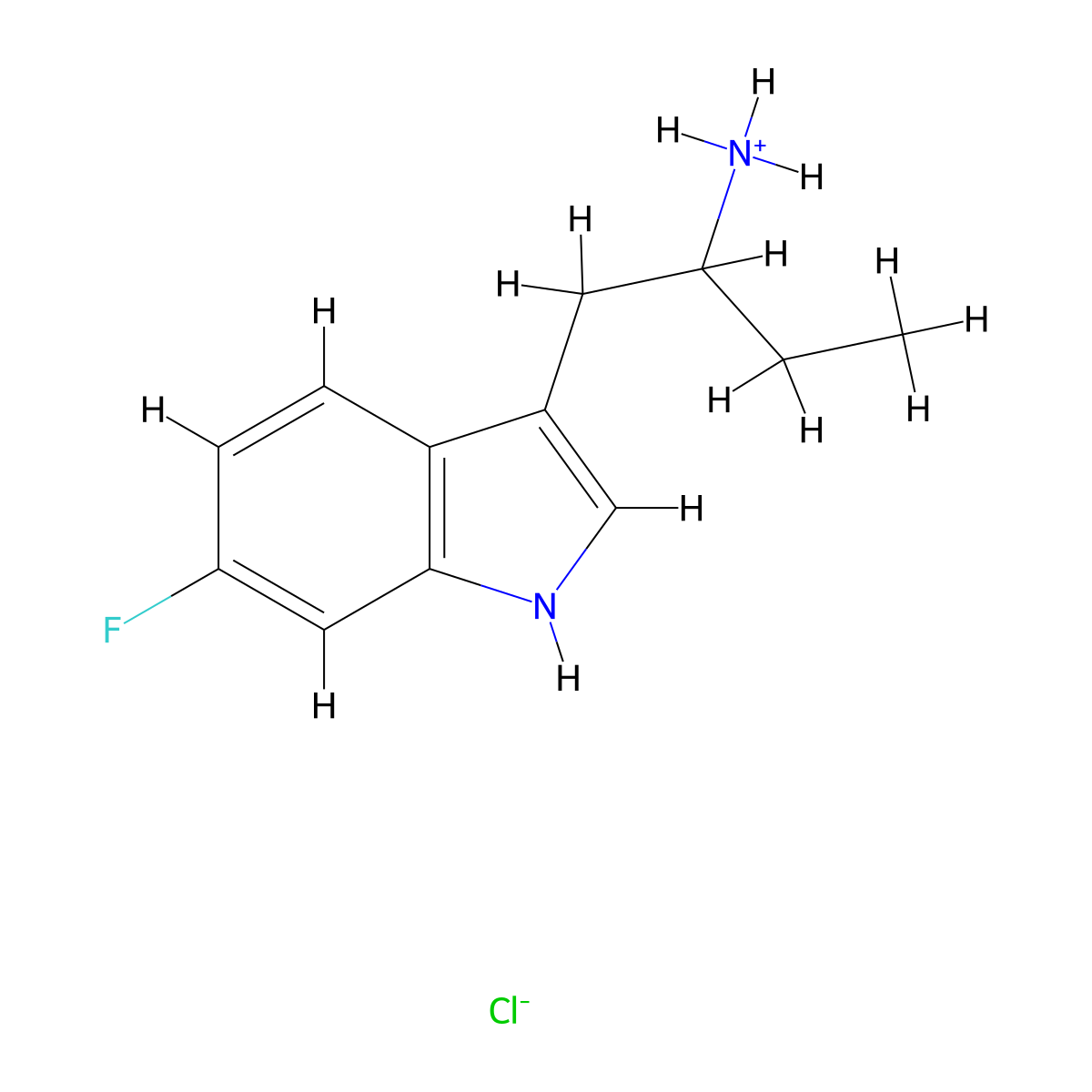 1H-Indole-3-ethanamine, alpha-ethyl-6-fluoro-, hydrochloride molecular structure, CAS 81603-64-7