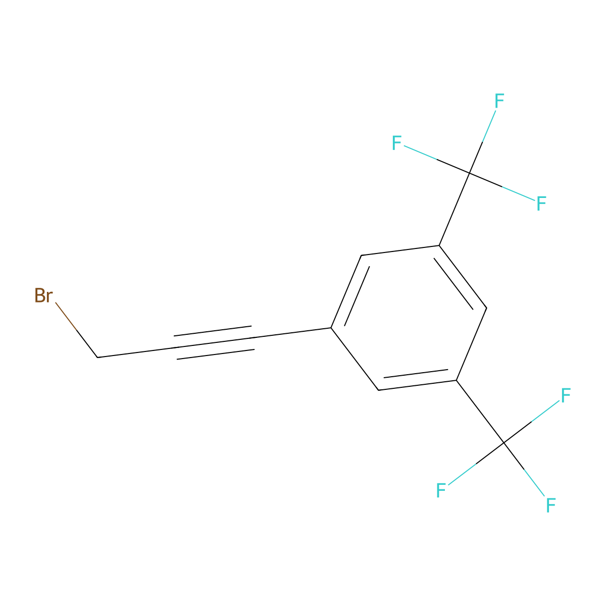 1-(3-Bromoprop-1-ynyl)-3,5-bis(trifluoromethyl)benzene molecular structure, CAS 81613-58-3