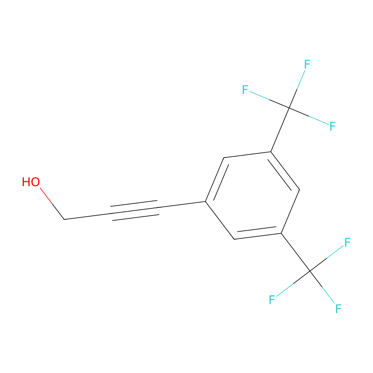 3-[3,5-Bis(trifluoromethyl)phenyl]prop-2-yn-1-ol molecular structure, CAS 81613-61-8