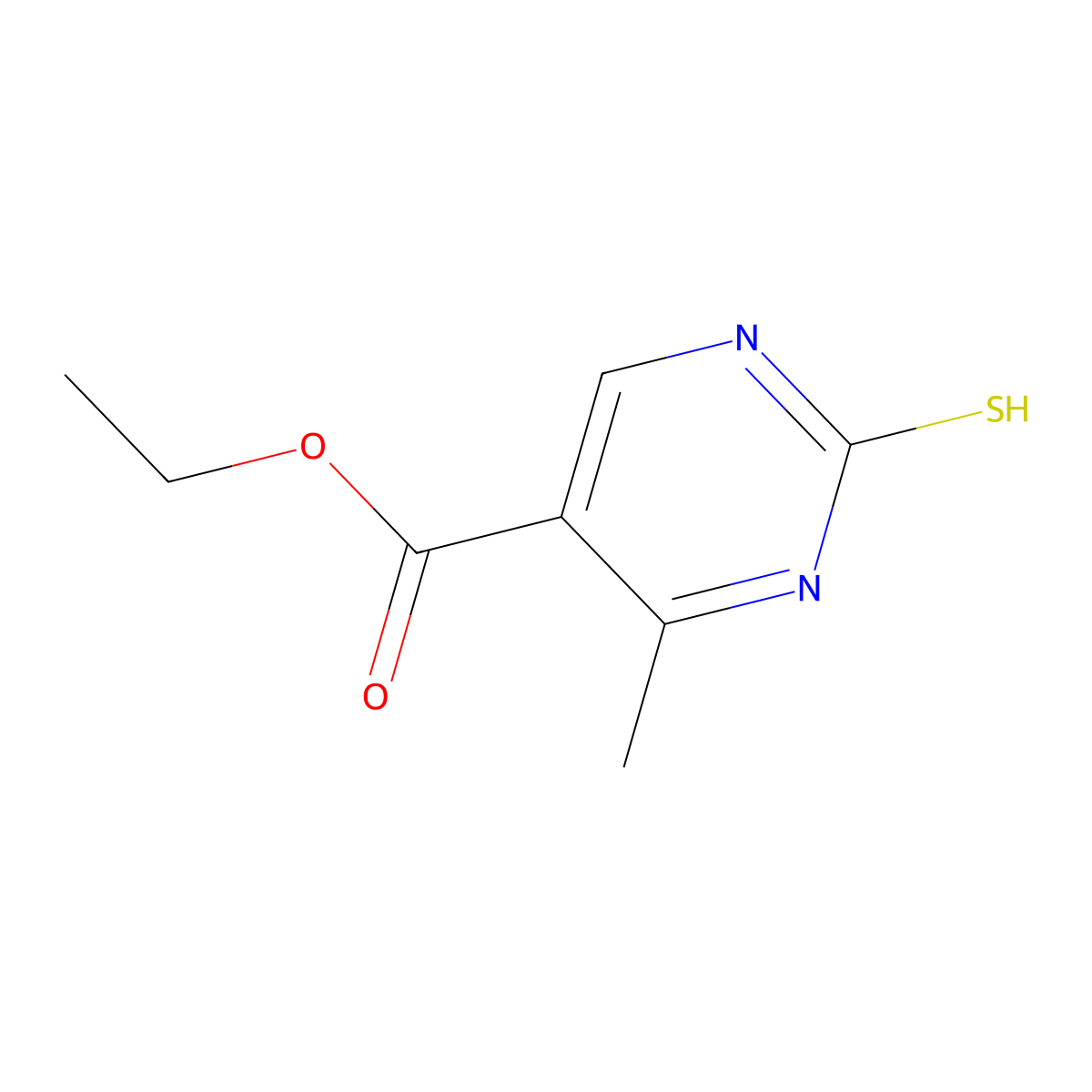 Ethyl 1,2-dihydro-6-methyl-2-thioxo-5-pyrimidinecarboxylate molecular structure, CAS 81633-30-9