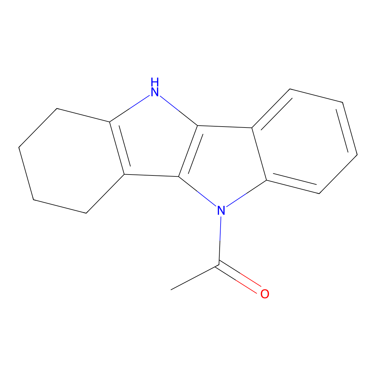 1-(6,7,8,9-tetrahydro-5H-indolo[3,2-b]indol-10-yl)ethanone molecular structure, CAS 81635-93-0