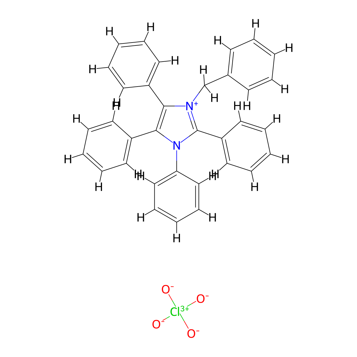 1-Benzyl-2,3,4,5-tetraphenyl-1H-imidazol-3-ium perchlorate molecular structure, CAS 81640-68-8