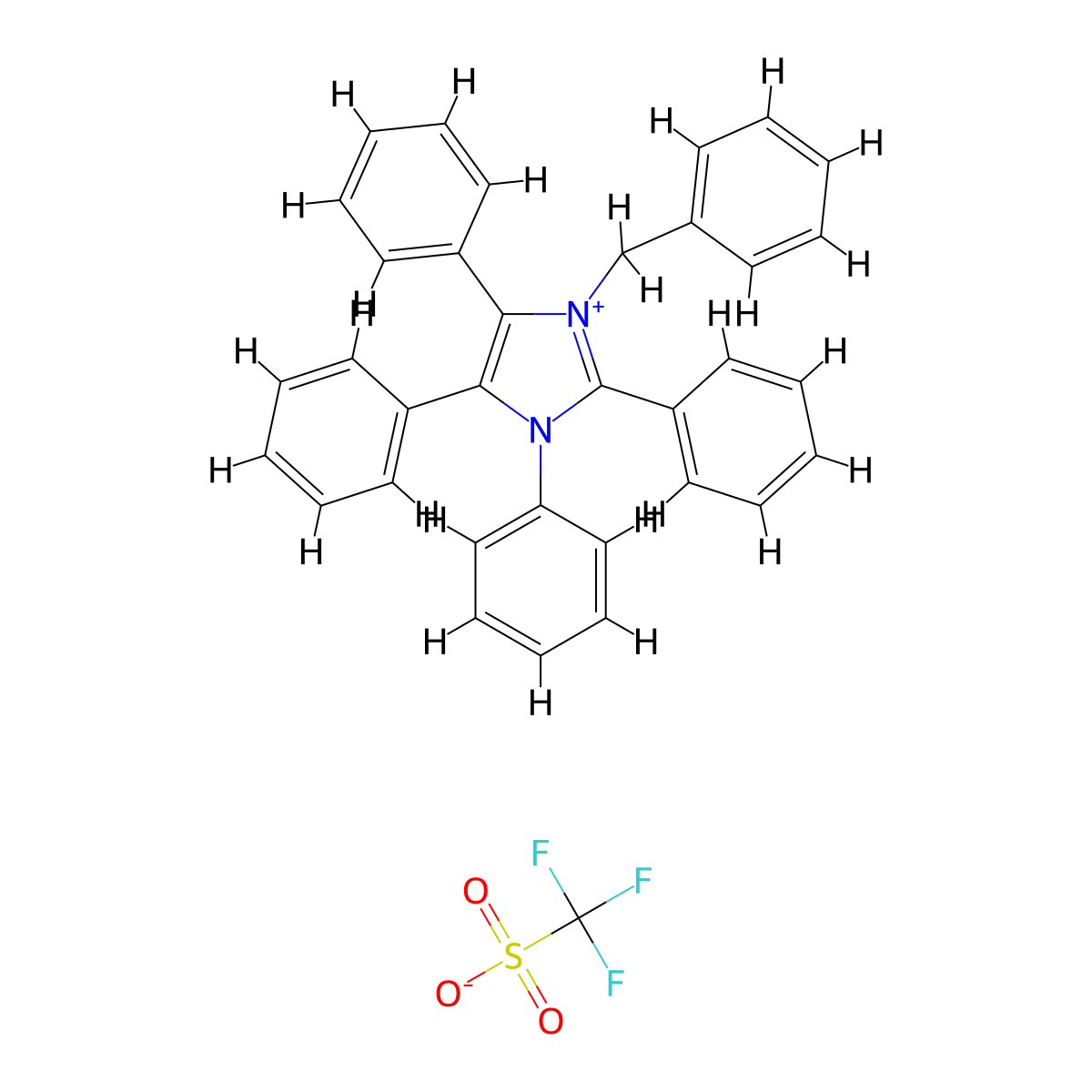 1-Benzyl-2,3,4,5-tetraphenyl-1H-imidazol-3-ium trifluoromethanesulfonate molecular structure, CAS 81640-73-5