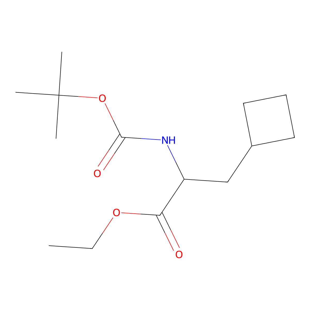 Ethyl 2-((tert-butoxycarbonyl)amino)-3-cyclobutylpropanoate molecular structure, CAS 816430-02-1