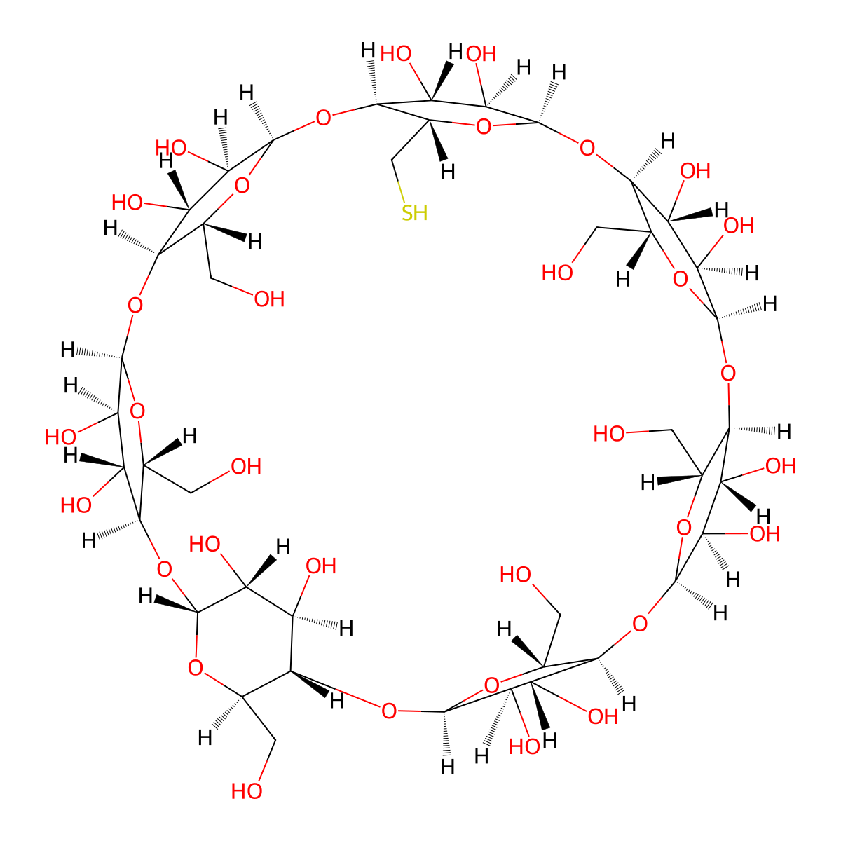 6-Mercapto-6-deoxy-beta-Cyclodextrin molecular structure, CAS 81644-55-5