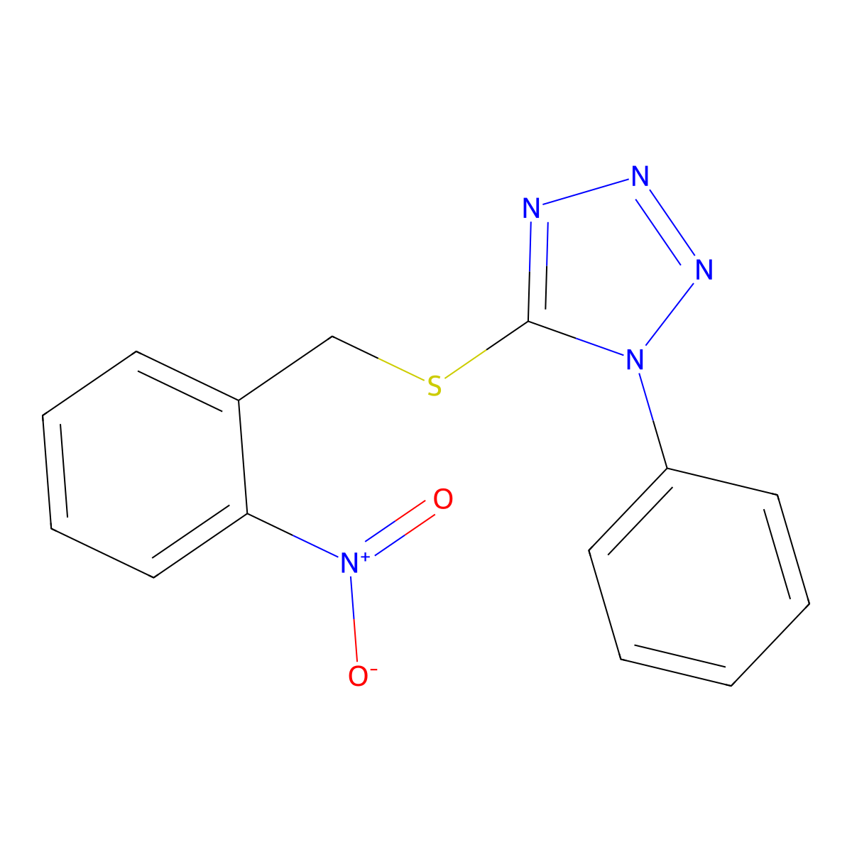 5-[(2-Nitrophenyl)methylsulfanyl]-1-phenyltetrazole molecular structure, CAS 81645-84-3