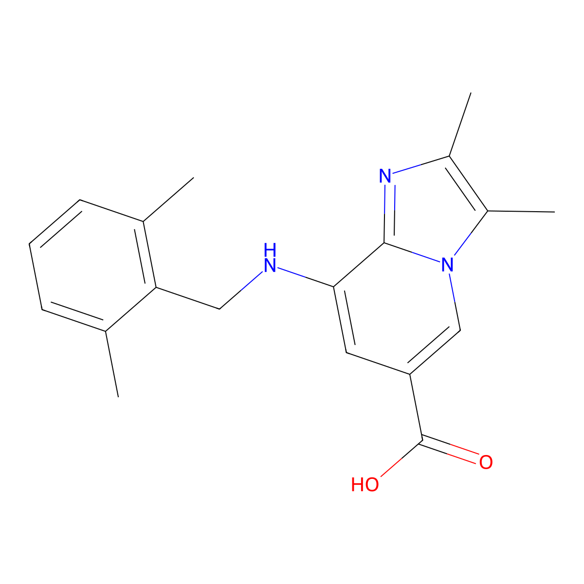 8-[(2,6-Dimethylbenzyl)amino]-2,3-dimethylimidazo[1,2-a]pyridine-6-carboxylic acid molecular structure, CAS 816450-73-4