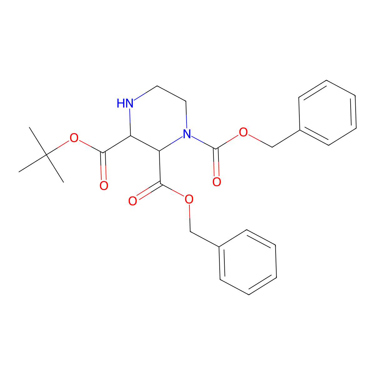 1,2-Dibenzyl 3-tert-butyl piperazine-1,2,3-tricarboxylate molecular structure, CAS 816454-25-8